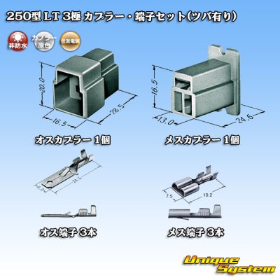 Photo5: [Sumitomo Wiring Systems] 250-type LT non-waterproof 3-pole coupler & terminal set (with brim)