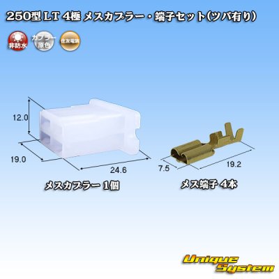 Photo1: [Sumitomo Wiring Systems] 250-type LT non-waterproof 4-pole female-coupler & terminal set (with brim)