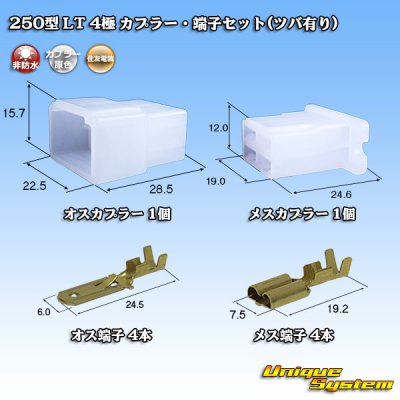 Photo1: [Sumitomo Wiring Systems] 250-type LT non-waterproof 4-pole coupler & terminal set (with brim)
