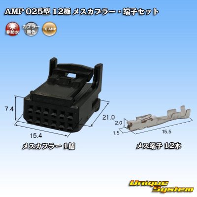 Photo1: [TE Connectivity] AMP 025-type I non-waterproof 12-pole female-coupler & terminal set (black)