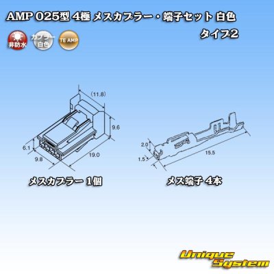 Photo4: [TE Connectivity] AMP 025-type I non-waterproof 4-pole female-coupler & terminal set (white) type-2