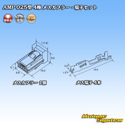 Photo4: [TE Connectivity] AMP 025-type I non-waterproof 4-pole female-coupler & terminal set (gray) type-1