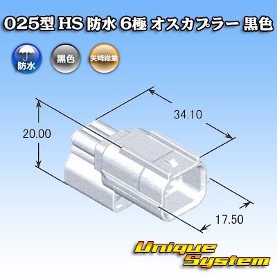 Photo4: [Yazaki Corporation] 025-type HS waterproof 6-pole male-coupler (black)