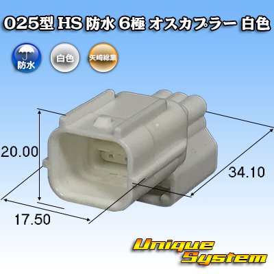 Photo1: [Yazaki Corporation] 025-type HS waterproof 6-pole male-coupler (white)