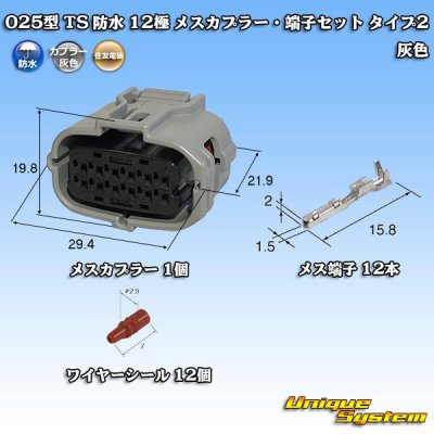 Photo1: [Sumitomo Wiring Systems] 025-type TS waterproof 12-pole female-coupler & terminal set type-2 (gray)