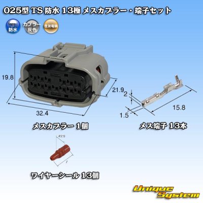 Photo1: [Sumitomo Wiring Systems] 025-type TS waterproof 13-pole female-coupler & terminal set