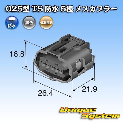 Photo4: [Sumitomo Wiring Systems] 025-type TS waterproof 5-pole female-coupler