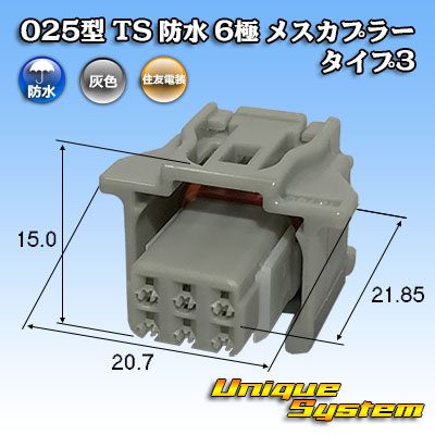 Photo1: [Sumitomo Wiring Systems] 025-type TS waterproof 6-pole female-coupler type-3 (gray)