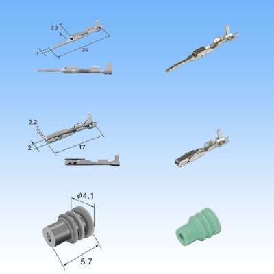 Photo5: [Sumitomo Wiring Systems] 040-type HV / HVG waterproof 2-pole coupler & terminal set with retainer (male-side / not made by Sumitomo)