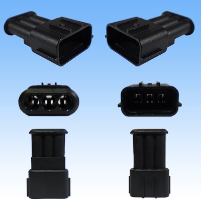 Photo2: 090-type 62 series type-E waterproof 3-pole male-coupler & terminal set (P6) (black) (not made by Sumitomo)