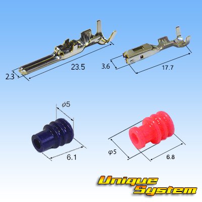 Photo4: [Sumitomo Wiring Systems] 090-type 62 series type-E waterproof 6-pole coupler & terminal set with retainer (P5) (gray) (male-side / not made by Sumitomo)