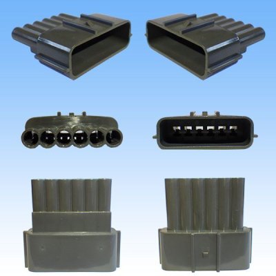 Photo2: [Sumitomo Wiring Systems] 090-type 62 series type-E waterproof 6-pole coupler & terminal set with retainer (P5) (gray) (male-side / not made by Sumitomo)