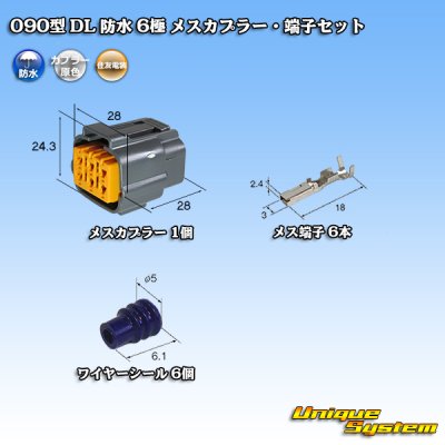 Photo1: [Sumitomo Wiring Systems] 090-type DL waterproof 6-pole female-coupler & terminal set