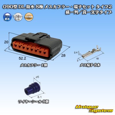 Photo1: [Sumitomo Wiring Systems] 090-type DL waterproof 8-pole female-coupler & terminal set type-2 single-line/straight-line-type