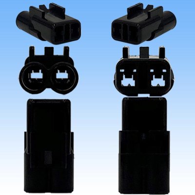 Photo3: [Sumitomo Wiring Systems] 090-type HM waterproof 2-pole female-coupler & terminal set (black)
