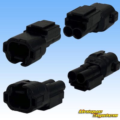 Photo2: [Sumitomo Wiring Systems] 090-type HM waterproof 2-pole male-coupler & terminal set (black)