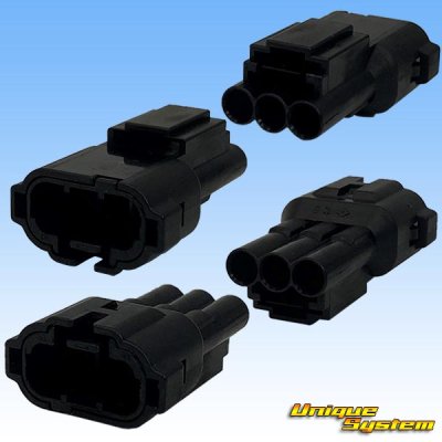 Photo2: [Sumitomo Wiring Systems] 090-type HM waterproof 3-pole male-coupler (black)