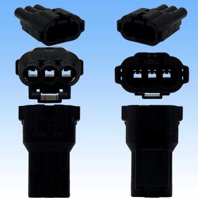 Photo3: [Sumitomo Wiring Systems] 090-type HM waterproof 3-pole male-coupler (black)