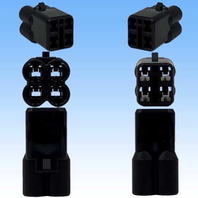 Photo3: [Sumitomo Wiring Systems] 090-type HM waterproof 4-pole female-coupler & terminal set (black)