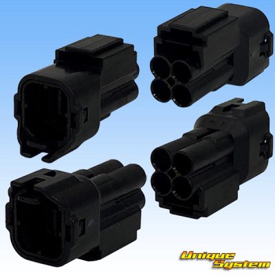 Photo2: [Sumitomo Wiring Systems] 090-type HM waterproof 4-pole male-coupler & terminal set (black)