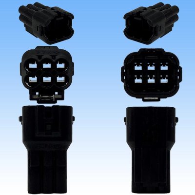 Photo3: [Sumitomo Wiring Systems] 090-type HM waterproof 6-pole male-coupler (black)