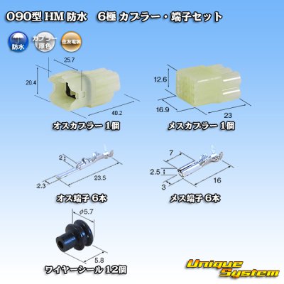 Photo1: [Sumitomo Wiring Systems] 090-type HM waterproof 6-pole coupler & terminal set