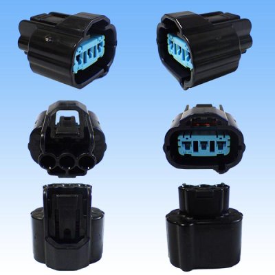 Photo3: [Sumitomo Wiring Systems] 090-type HX waterproof 3-pole female-coupler type-1 (black) with retainer