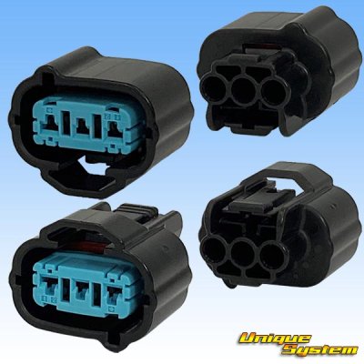 Photo4: [Sumitomo Wiring Systems] 090-type HX waterproof 3-pole coupler & terminal set type-1 (black) with retainer (male-side / not made by Sumitomo)