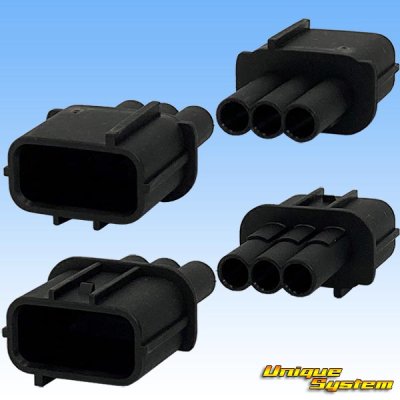 Photo2: [Sumitomo Wiring Systems] 090-type HX waterproof 3-pole coupler & terminal set type-1 (black) with retainer (male-side / not made by Sumitomo)