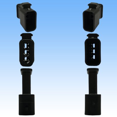 Photo3: 090-type HX waterproof 3-pole male-coupler & terminal set type-2 (black) (male-side not made by Sumitomo / for ignition coil)