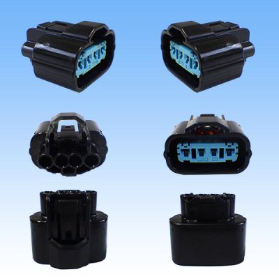 Photo2: [Sumitomo Wiring Systems] 090-type HX waterproof 4-pole female-coupler & terminal set (black) with retainer