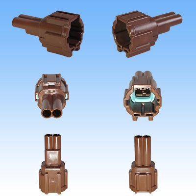 Photo2: [Sumitomo Wiring Systems] 090-type RS waterproof 2-pole male-coupler (brown) with retainer