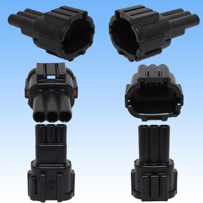 Photo2: [Sumitomo Wiring Systems] 090-type RS waterproof 3-pole coupler & terminal set (black) with retainer