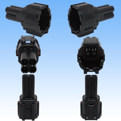 Photo2: [Sumitomo Wiring Systems] 090-type RS waterproof 4-pole male-coupler & terminal set (black) with retainer