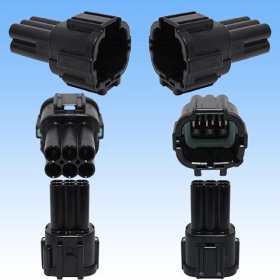 Photo2: [Sumitomo Wiring Systems] 090-type RS waterproof 6-pole male-coupler & terminal set (black) with retainer