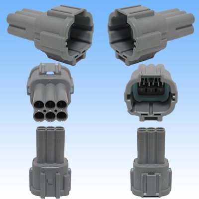 Photo2: [Sumitomo Wiring Systems] 090-type RS waterproof 6-pole male-coupler & terminal set (gray) with retainer