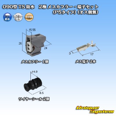 Photo1: [Sumitomo Wiring Systems] 090-type TS waterproof 2-pole female-coupler & terminal set (P5-type) (no male side)