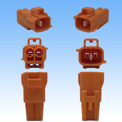 Photo3: [Sumitomo Wiring Systems] 090-type TS waterproof 2-pole male-coupler & terminal set type-2 (orange)