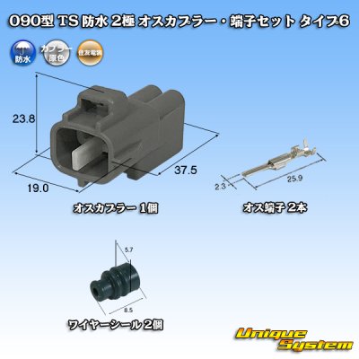 Photo1: [Sumitomo Wiring Systems] 090-type TS waterproof 2-pole male-coupler & terminal set type-6