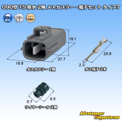 Photo1: [Sumitomo Wiring Systems] 090-type TS waterproof 2-pole male-coupler & terminal set type-7