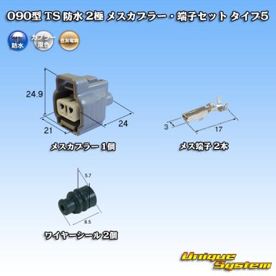 Photo1: [Sumitomo Wiring Systems] 090-type TS waterproof 2-pole female-coupler & terminal set type-5