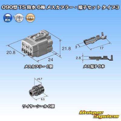 Photo6: [Sumitomo Wiring Systems] 090-type TS waterproof 6-pole female-coupler & terminal set type-3