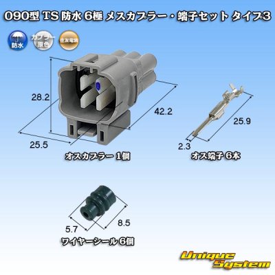 Photo1: [Sumitomo Wiring Systems] 090-type TS waterproof 6-pole male-coupler & terminal set type-3