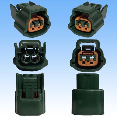 Photo3: [Sumitomo Wiring Systems] 090-type 62 series type-E waterproof 2-pole female-coupler with retainer (P5) type-3 (green)