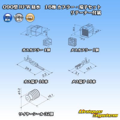 Photo5: [Furukawa Electric] 090-type RFW waterproof 16-pole coupler & terminal set (black) with retainer