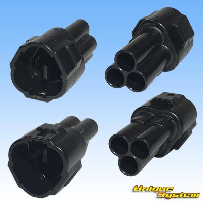 Photo2: [Sumitomo Wiring Systems] 090-type MT waterproof 3-pole male-coupler triangle-type (black)