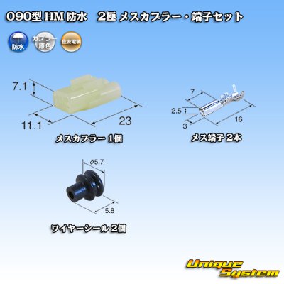 Photo1: [Sumitomo Wiring Systems] 090-type HM waterproof 2-pole female-coupler & terminal set