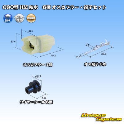 Photo1: [Sumitomo Wiring Systems] 090-type HM waterproof 6-pole male-coupler & terminal set