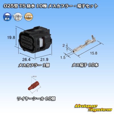 Photo1: [Sumitomo Wiring Systems] 025-type TS waterproof 10-pole female-coupler & terminal set