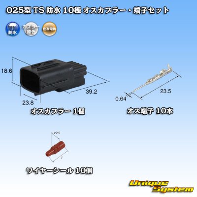 Photo1: [Sumitomo Wiring Systems] 025-type TS waterproof 10-pole male-coupler & terminal set